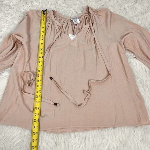 Muche Muchette Women's Pink Flowy Peasant Blouse Tassel Boho Shirt Top OS NWT - Picture 5 of 12